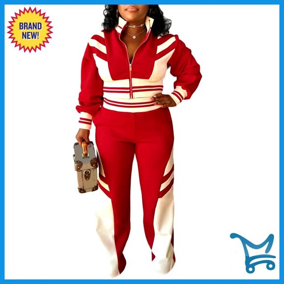 Pants - Long Sleeve Crop Top High Waist Pants Jogger Set Casual Chic Sporty Lounge Wear
